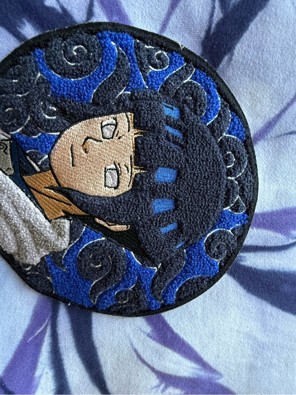 Anime Character Embroidered Patch - Blue & Black